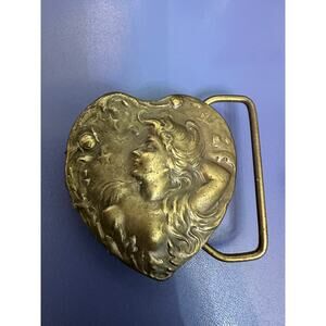 VINTAGE 60's/70's ART NOUVEAU BRASS HEART BELT BUCKLE BERGAMOT BRASS WORKS